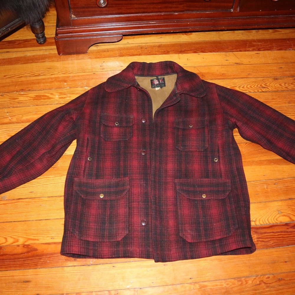 Woolrich 1950s Vintage Red Plaid Mackinaw Field Jacket